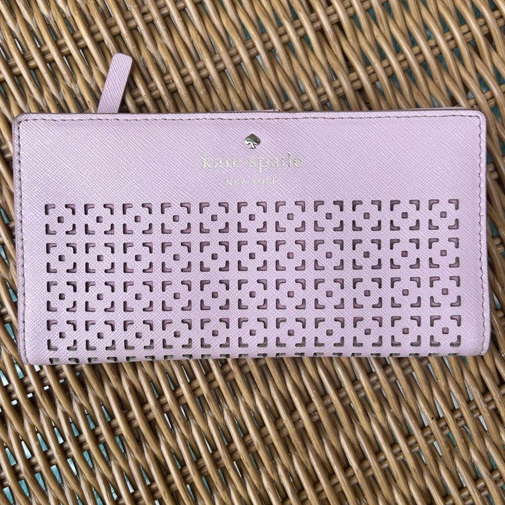 Kate Spade rose colored laser cut wallet